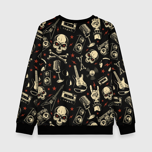 Детский свитшот Гранж с черепами / 3D-Черный – фото 2