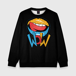 Свитшот детский Wow - lips with tongue, цвет: 3D-черный