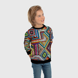 Свитшот детский Этнический орнамент вышивка, цвет: 3D-черный — фото 2