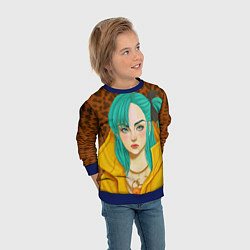 Свитшот детский Billie Eilish: Turquoise Hair, цвет: 3D-синий — фото 2