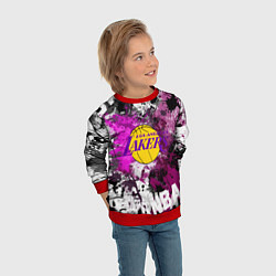 Свитшот детский Лос-Анджелес Лейкерс, Los Angeles Lakers, цвет: 3D-красный — фото 2