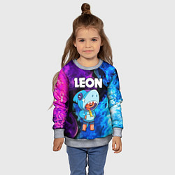 Свитшот детский BRAWL STARS LEON SHARK, цвет: 3D-меланж — фото 2