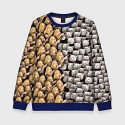 Свитшот детский Девушки орут на котиков, цвет: 3D-синий