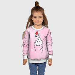 Свитшот детский Сердечко пальцами, цвет: 3D-белый — фото 2
