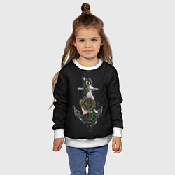 Свитшот детский Якорь с компасом и цветами, цвет: 3D-белый — фото 2