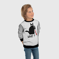 Свитшот детский What cat, цвет: 3D-черный — фото 2