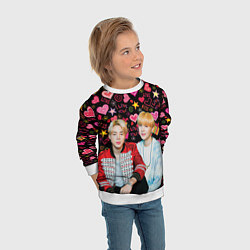 Свитшот детский BTS: Юнмины Чимин и Юнги, цвет: 3D-белый — фото 2