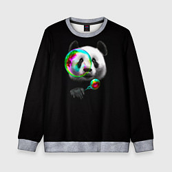 Свитшот детский Панда и мыльный пузырь, цвет: 3D-меланж