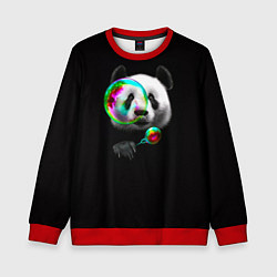 Свитшот детский Панда и мыльный пузырь, цвет: 3D-красный