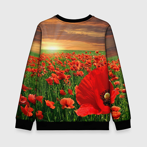 Детский свитшот Красный мак на закате / 3D-Черный – фото 2