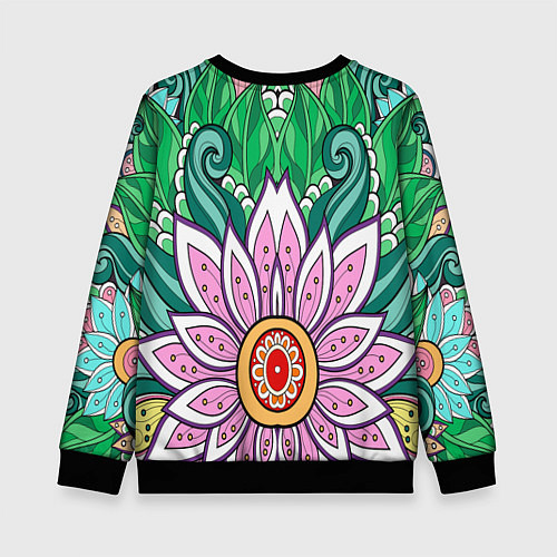 Детский свитшот Цветок дудлинг линии лето / 3D-Черный – фото 2