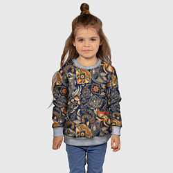 Свитшот детский Узор орнамент цветы этно, цвет: 3D-меланж — фото 2