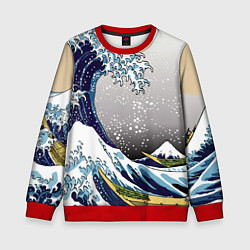 Свитшот детский The great wave off kanagawa, цвет: 3D-красный