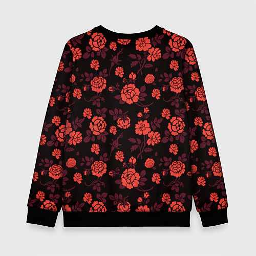 Детский свитшот Самурай в розах / 3D-Черный – фото 2