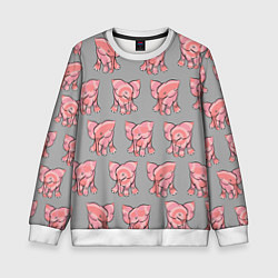 Свитшот детский РОЗОВЫЕ СЛОНИКИ ПАТТЕРН, цвет: 3D-белый