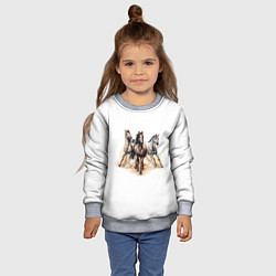 Свитшот детский Лошади, цвет: 3D-меланж — фото 2