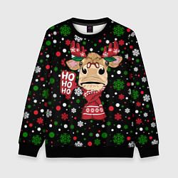 Свитшот детский Бык - олень, цвет: 3D-черный