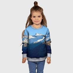 Свитшот детский Снежные горы, цвет: 3D-меланж — фото 2