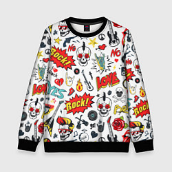 Свитшот детский Я ЛЮБЛЮ РОК, цвет: 3D-черный