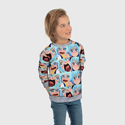 Свитшот детский Аква Коносуба Aqua Konosuba, цвет: 3D-меланж — фото 2