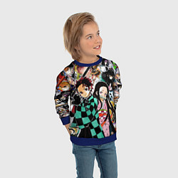 Свитшот детский Клинок рассекающий демонов, цвет: 3D-синий — фото 2