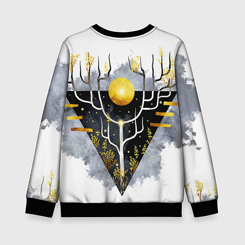Детский свитшот Графит и золото: дерево жизни / 3D-Черный – фото 2
