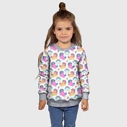 Свитшот детский Цветные Единорожки Паттерн, цвет: 3D-меланж — фото 2