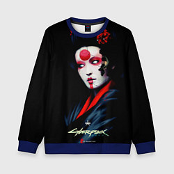 Свитшот детский Cyberpunk 2077 самурай, цвет: 3D-синий