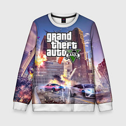 Свитшот детский ЭКШЕН Grand Theft Auto V, цвет: 3D-белый