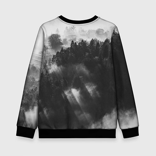 Детский свитшот Туман в лесу / 3D-Черный – фото 2