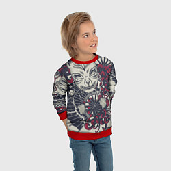 Свитшот детский Маска Кицунэ Маска лисы, цвет: 3D-красный — фото 2