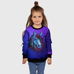 Свитшот детский Retrowave Neon Horse, цвет: 3D-черный — фото 2