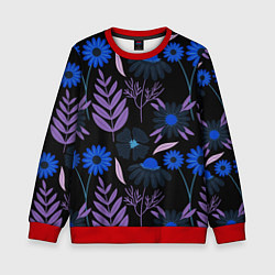 Свитшот детский Цветы и листья, цвет: 3D-красный