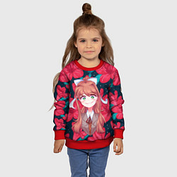 Свитшот детский Моника в цветах, цвет: 3D-красный — фото 2