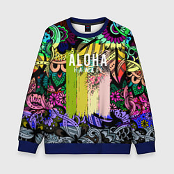 Свитшот детский АЛОХА ГАВАЙИ ALOHA HAWAII, цвет: 3D-синий