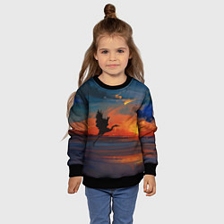 Свитшот детский Прибрежный закат, цвет: 3D-черный — фото 2