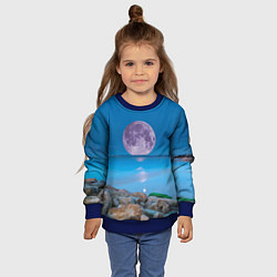 Свитшот детский Лунный пляж, цвет: 3D-синий — фото 2