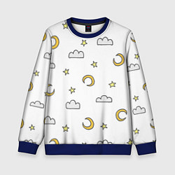 Свитшот детский Луна, звезды и облака, цвет: 3D-синий