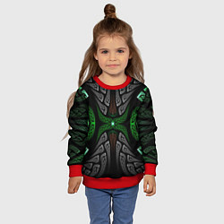 Свитшот детский Серо-Зеленые Узоры, цвет: 3D-красный — фото 2