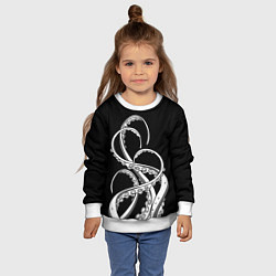 Свитшот детский Octopus Black and White, цвет: 3D-белый — фото 2