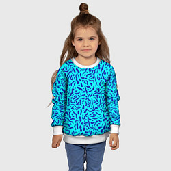 Свитшот детский Неоновые синие узоры, цвет: 3D-белый — фото 2