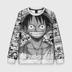 Свитшот детский Луфи улыбается one piece, цвет: 3D-белый