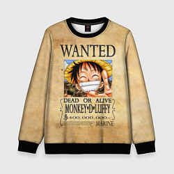 Свитшот детский Манки Д Луффи в розыске One Piece, цвет: 3D-черный