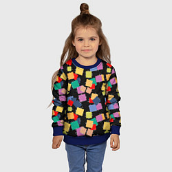 Свитшот детский Заплатки на черном фоне, цвет: 3D-синий — фото 2