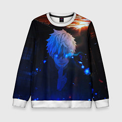 Свитшот детский Сатору гото голубые глаза, цвет: 3D-белый