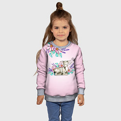 Свитшот детский Олененок в цветах, цвет: 3D-меланж — фото 2