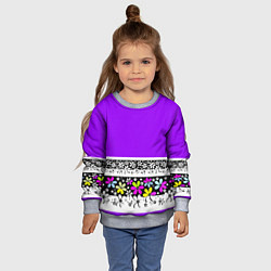 Свитшот детский Яркий фиолетовый цветочный, цвет: 3D-меланж — фото 2