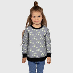 Свитшот детский Ромашки на сером паттерн, цвет: 3D-черный — фото 2