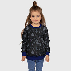 Свитшот детский Темный серый узор мемфис, цвет: 3D-синий — фото 2