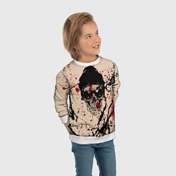 Свитшот детский Череп Хипстер Брызги Краски, цвет: 3D-белый — фото 2